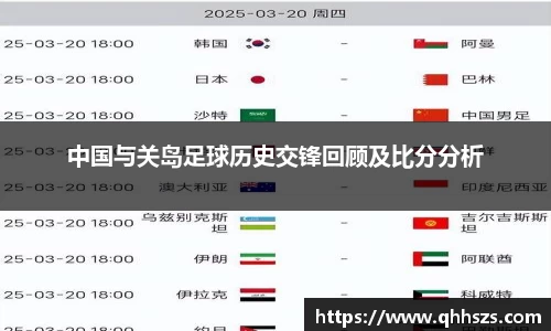 中国与关岛足球历史交锋回顾及比分分析